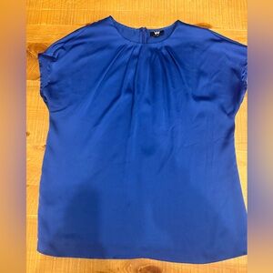 W by Worth Royal Blue Pleated Cap Sleeve Blouse